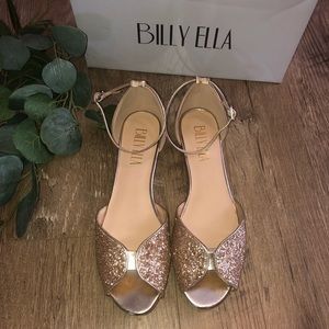 BHLDN Billy Ella Peep-Toe Gold Glitter Flats